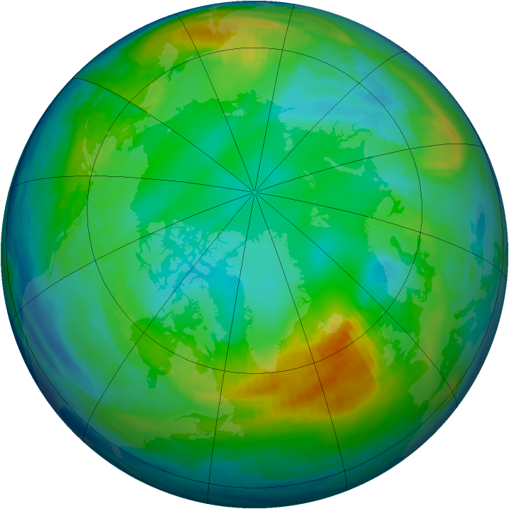 Arctic ozone map for 16 November 1986